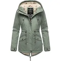 MARIKOO Winterjacke "Manolya" mit Kapuze stylischer Kurzmantel mit weichem Teddyfell-Futter