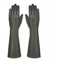Infinity Leather Lange olivgrüne Winterhandschuhe aus italienischem Leder mit weichem Wollfutter