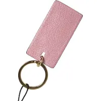 Dolce&Gabbana Rosa Kalbsleder Logo Metallring Männer Schlüsselanhänger