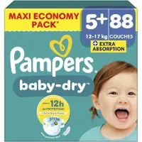 Pampers Baby-Dry Windeln - Größe 5+ (12-17 kg) - 88 Stück - Weiß
