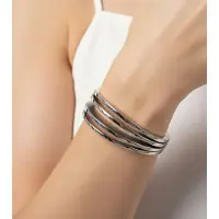 Calvin Klein Modernes Damen Edelstahl-Armband im geschwungenen Design Arm-Schmuck Handgelenk-Schmuck KJ3DMD0801 Silber