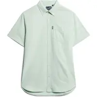 Superdry für Herren. M4010623A Grünes Kurzarm-Oxfordhemd (S), Lässig, Baumwolle