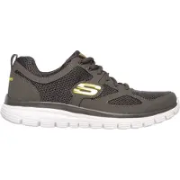 SKECHERS Sneaker "BURNS-AGOURA", Herren, Gr. 44, Textil, braun (dunkelgrau), Leder, Textil, kontrastfarbene Details, Schuhe Sneaker, Schnürschuh, Sportschuh mit Memory Foam