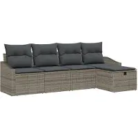 vidaXL Sofa Set 5 stk. Grau Poly-Rattan