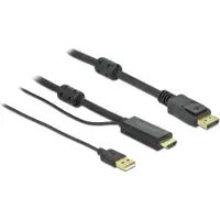 DeLOCK 85963, 1 m, HDMI Typ A (Standard), DisplayPort + USB Type-A, Männlich, Männlich, Gerade