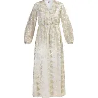 IZIA Maxikleid mit Stickerei Damen Wollweiss mit Goldenen Blumen