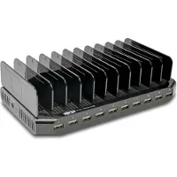 Tripp Lite U280-010-ST-CEE 10-Port-USB-Ladestation mit einstellbarem Speicher, 12 V 8 A (96 W) USB-Ladegerät-Ausgang, Schuko-Netzkabel, Jede Marke, USB, Schwarz