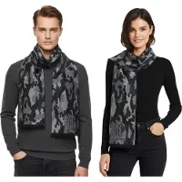 Roberto Cavalli edler Schal für Damen und Herren Halstuch aus reiner Wolle WOV06600004-01198 Schwarz/Grau