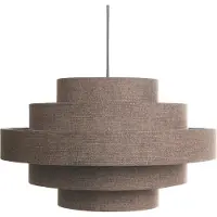 Beliani Hängelampe Braun Leinen Stoff Schirm Rund Modernes Design Beleuchtung Hängeleuchte Pendelleuchte Esszimmer Wohnzimmer Schlafzimmer