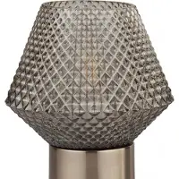 Licht-Erlebnisse Tischleuchte Rauchglas Metall E27 17,5 cm Chrom Rauchgrau Art Déco