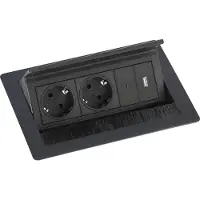 Evoline Flip Top Push Data M 2xSchuko + USB-A- USB-C-Charger schwarz