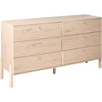 Beliani Kommode Hellbraun Faserplatte Holzoptik mit 6 Schubladen Hohe Holzbeine Modern Skandi Design Schubladenschrank für Schlafzimmer Wohnzimmer
