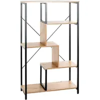 Haku Regal , 4 Fachböden mit jeweils bis zu 40 kg Tragkraft, B 740 x T 350 x H 1320 mm, Stahl/Holz, schwarz/helles Eiche-Dekor
