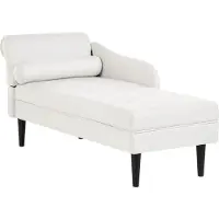 Beliani Chaiselongue Links Cremeweiß Stoff Gepolstert Gesteppt mit Kissen Holzbeinen Moderne Sofaliege Relaxliege Récamiere Wohnzimmer Schlafzimmer