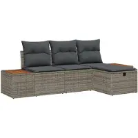 vidaXL Gartensofa-set 4 stk. Grau Poly-Rattan