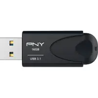 PNY Technologies PNY Attache 4, 16 GB, USB Typ-A, 3.2 Gen 1 (3.1 Gen 1), 80 MB/s, Ohne Deckel, Schwarz