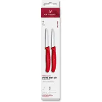 Victorinox Swiss Classic, Gemüsemesser-Set, 2-teilig, 8 cm, gerade/Welle, rot, Box
