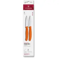 Victorinox Swiss Classic 6.7609.2C1 Straight, Orange, Gemüsemesser Set, 2-teilig, 8 cm