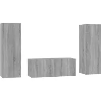 vidaXL 3-tlg. TV-Schrank-Set Grau Sonoma Holzwerkstoff