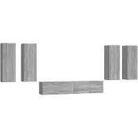 vidaXL 6-tlg. TV-Schrank-Set Grau Sonoma Holzwerkstoff