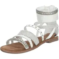 Lazamani Sandalen Damen Weiß Leder