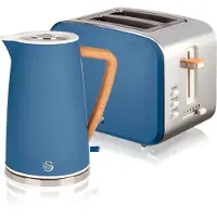 Swan STP2090BLUNEU Set Frühstückskocher, kabellos, 1,7L Toaster Breitschlitz 2 Nordic Blau Blau