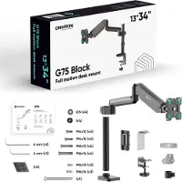 ONKRON Tisch-Monitorhalterung, 13 bis 34 Zoll, VESA 75x75-100x100, max. 12 kg, Schwarz