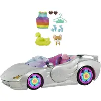 Barbie Extra Auto Cabrio (glitzert) mit Regenbogen Reifen, Zubehör