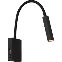 Lucide Nachttischlampe Alec schwarz mit USB-Anschluss