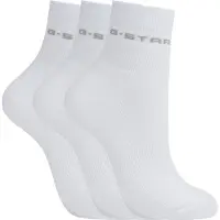 G-Star Sportsocken "MUSK, 3 PACK ANKLET SPORTS SOCKS", Damen, Gr. 39-42, Sockengröße, weiß (hellweiß), Materialmix, unifarben, Socken Sportsocken, unifarben, mit Logo-Jacquard