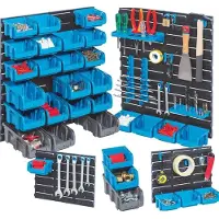 Overig Werkzeug-Wandset inkl. 55 Zubehörteile - Schwarz & Blau - Sortierfächer | Wandmontage