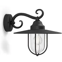 Philips myGarden Pasture Wandleuchte, 60W, E27, ohne Leuchtmittel, Wandbeleuchtung für den Außenbereich, Schwarz, Aluminium, Glas, IP44, I, Oberfläche