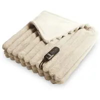 Duux Yentl Striped Electric Heat Blanket 200x200 cm - 9 Einstellungen - Beige