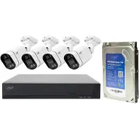 Pni POE-Videobewachungsset mit 4 Kameras, 5 MP Ultra HD, Nachtsicht, Bewegungserkennung und 1 TB HDD