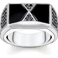 Thomas Sabo Ring mit Schwarzem Onyx und Schwarzen Steinen Silber