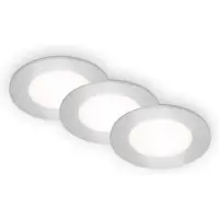 Briloner LED Einbauleuchten 3er Set ultraflach 3W IP23 chrom Ø8,6cm Kunststoff