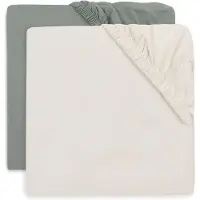 Jollein Spannbettlaken 2er-Pack 70x140, Sea Green/Ivory