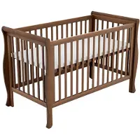 Novi Gala Babybett 60x120 cm, Walnuss, MDF, höhenverstellbar (3 Stufen), ab Geburt bis ca. 4 Jahre, offene Kopf- und Fußseite