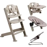Novi at Home 1-2 Grow Kinderstuhl – Ab der Geburt bis 60 kg – Verstellbar – Newborn-Sitz & Wippstuhl – Essbrett & Sicherheitsgurt – Sand/Sand Melange