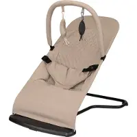 Novi Lily Babywippe – leichte Wippe mit Spielbogen, 3-Punkt-Gurt, verstellbare Rückenlehne, Sand Melange