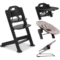 Novi at Home 1-2 Grow Kinderstuhl – Ab Geburt bis 60 kg – Verstellbar – Newborn-Sitz & Essbrett – Black/Sand Melange