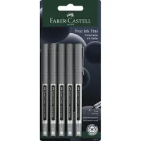 Faber-Castell Tintenroller Free Ink, Strichstärke 0,4 mm, Minen-Ø 0,7 mm, dokumentenecht, Recycling-Kunststoff/Metall, 5 Stück, diverse Schreibfarben