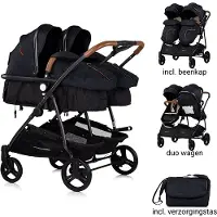 Chipolino Kinderwagen fü r Zwillinge, Kinder mit ungleichen Sternen - Combinovan Duo Smart Blackberry
