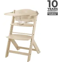 Kinderkraft ENOCK 2in1 Hochstuhl aus Holz, mitwachsend, ergonomisch, verstellbar, ab 6 Monaten bis 35 kg, Beige