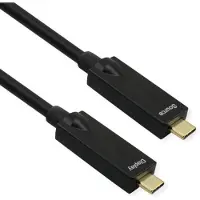Roline USB 3.2 Gen 2 Kabel, AOC, C-C, ST/ST, 10Gbit/s, 4K60Hz, PD (Power Delivery) 60W, schwarz, 15 m