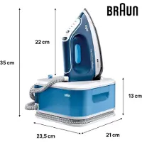 Braun TexStyle 3 IS2565BL, Dampfbügeleisen, Aluminium-Sockelplatte, 430 g/min, Blau, Weiß, 50 g/min, 1,5 l