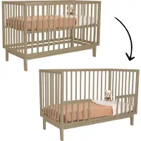 Novi Lauren 60x120 cm mitwachsendes Babybett, Sand, höhenverstellbar, umbaubar zum Juniorbett mit Rausfallschutz