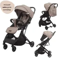 Novi Travel Go Premium Buggy – ab 6 Monate bis 22 kg – große Sonnenhaube m. Sichtfenster – kompakt faltbar – Trolley – 5-Punkt-Gurt – Solid Hazel
