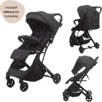 Novi Travel Go Premium Buggy Black – leichter Reisebuggy mit XL Sonnendach, verstellbarer Rückenlehne & Belüftung, ab 6 Monaten bis 22 kg