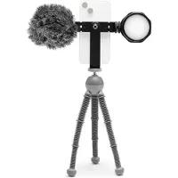 Joby Flexibles Stativ mit Telefonhalter, Licht und Mikrofon für Content-Erstellung